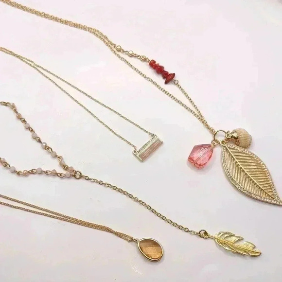 Peach pink bundle 4 necklaces, 2 bracelets, 1 pair earrings some NWT J Crew - Picture 11 of 12